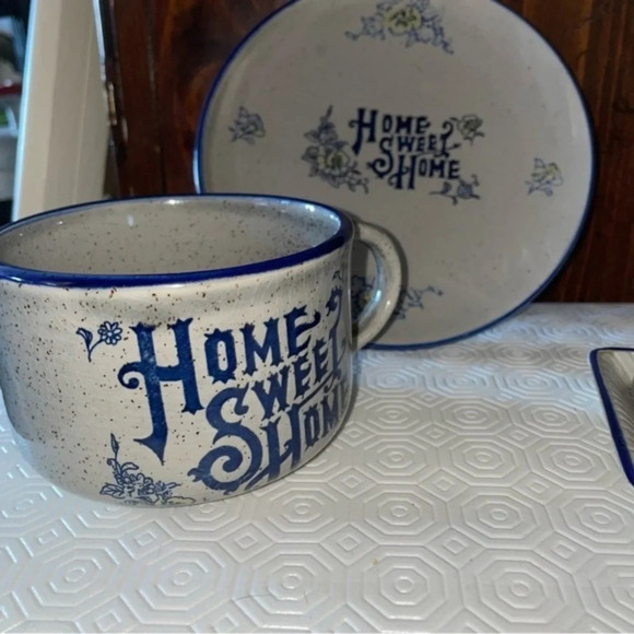 17Pc home sweet home ceramic kitchen and tea set - Picture 8 of 11